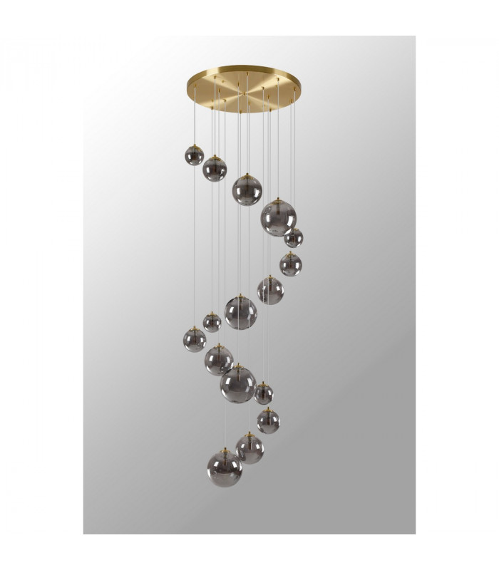 Marshall Ceiling Pendant 16 Light G9 Satin Gold Smoke Plated Glass-9