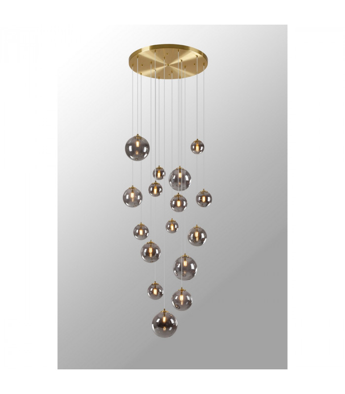 Marshall Ceiling Pendant 16 Light G9 Satin Gold Smoke Plated Glass-10