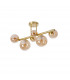 Marshall Semi Flush Ceiling Lamp 6 Light G9 Satin Gold Amber Plated Glass-4