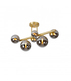 Marshall Semi Flush Ceiling Lamp 6 Light G9 Satin Gold Chrome Plated Glass-1