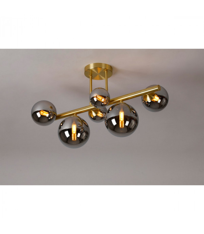Marshall Semi Flush Ceiling Lamp 6 Light G9 Satin Gold Chrome Plated Glass-3