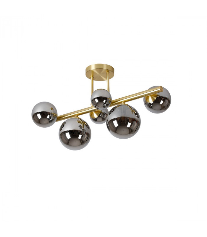 Marshall Semi Flush Ceiling Lamp 6 Light G9 Satin Gold Chrome Plated Glass-4