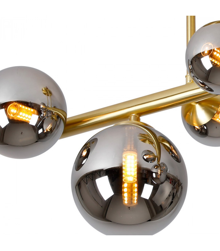Marshall Semi Flush Ceiling Lamp 6 Light G9 Satin Gold Chrome Plated Glass-6