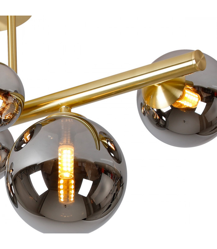 Marshall Semi Flush Ceiling Lamp 6 Light G9 Satin Gold Chrome Plated Glass-7