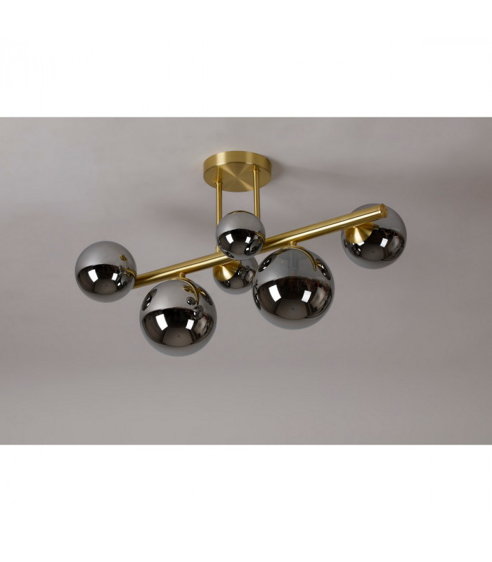 Marshall Semi Flush Ceiling Lamp 6 Light G9 Satin Gold Chrome Plated Glass-8