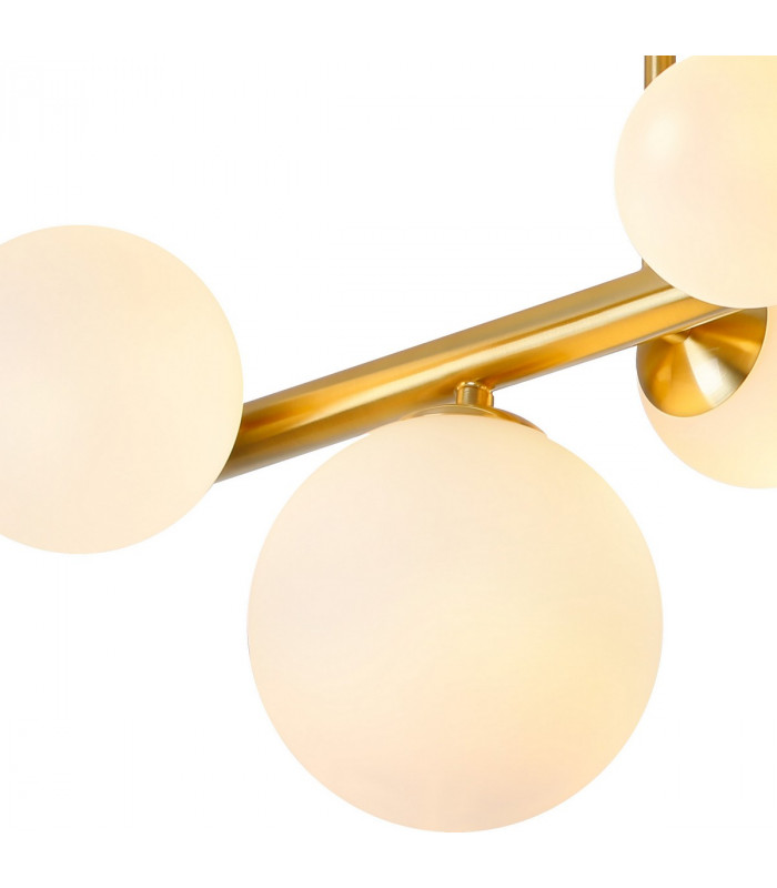 Marshall Semi Flush Ceiling Lamp 6 Light G9 Satin Gold Opal Glass-6