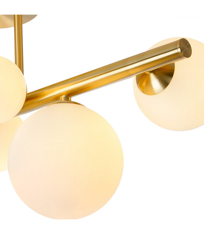 Marshall Semi Flush Ceiling Lamp 6 Light G9 Satin Gold Opal Glass-7
