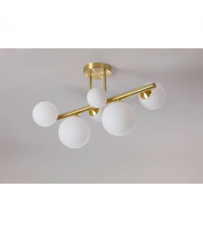 Marshall Semi Flush Ceiling Lamp 6 Light G9 Satin Gold Opal Glass-8
