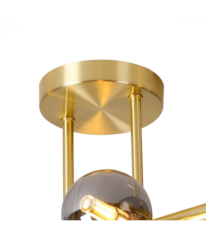 Marshall Semi Flush Ceiling Lamp 6 Light G9 Satin Gold Smoke Plated Glass-5
