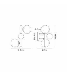 Marshall Wall Lamp 3 Light G9 Satin Gold Smoke Plated Glass-2