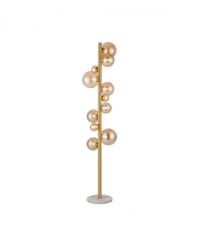 Marshall Floor Lamp 11 Light G9 Satin Gold Amber Plated Glass-1