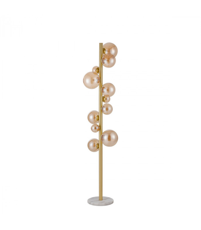 Marshall Floor Lamp 11 Light G9 Satin Gold Amber Plated Glass-4