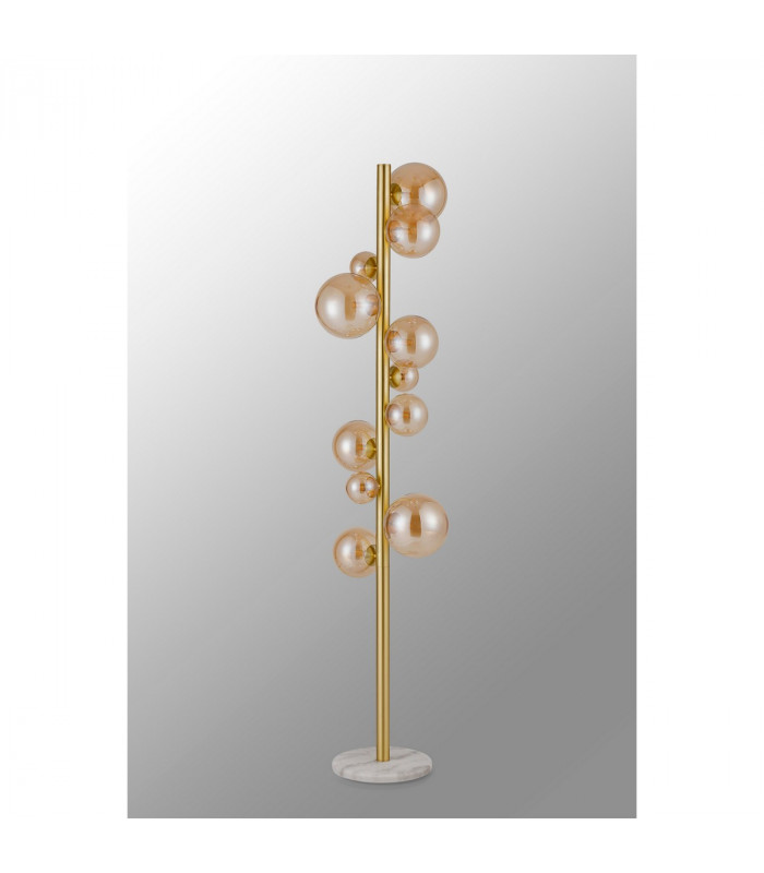 Marshall Floor Lamp 11 Light G9 Satin Gold Amber Plated Glass-8