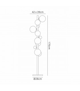 Marshall Floor Lamp 11 Light G9 Satin Gold Opal Glass-2