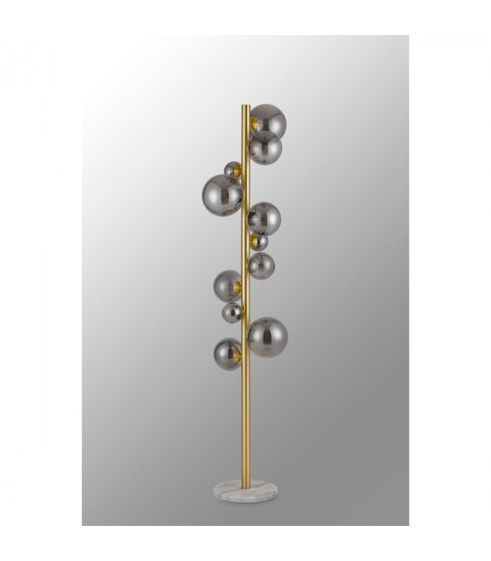 Marshall Floor Lamp 11 Light G9 Satin Gold Smoke Plated Glass-8