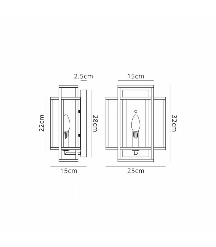 Delaware Wall Lamp E14 Black Gold-2