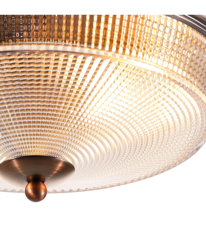 Watson 2 Light E27 Flush Ceiling Lamp IP44 Bronze Prismatic Glass-7