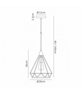 York Small Diamond Ceiling Pendant E27 Matt Grey-2