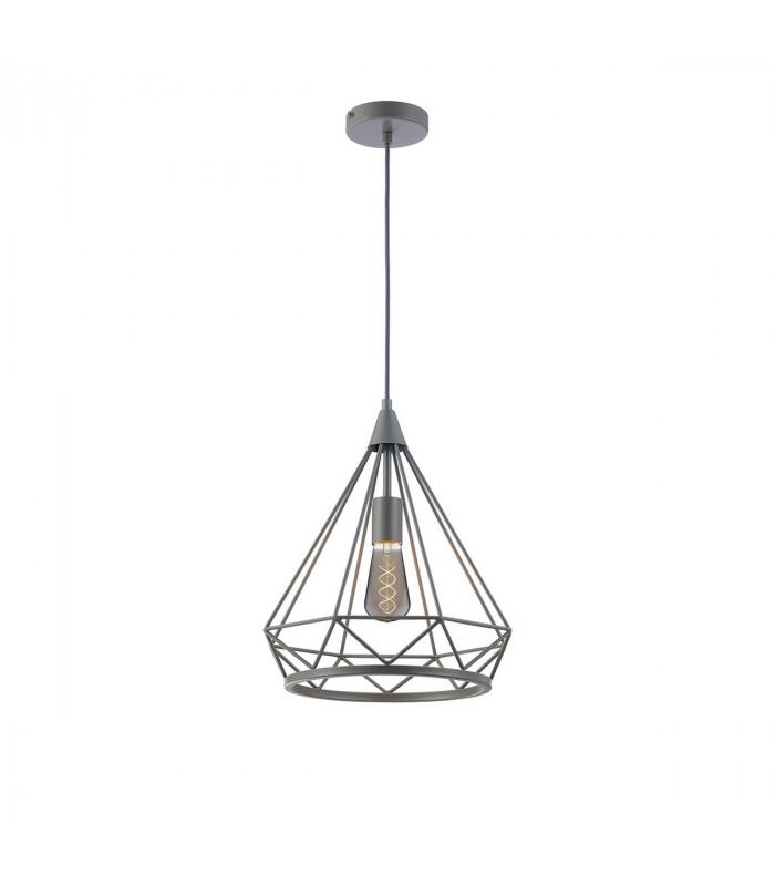 York Large Diamond Ceiling Pendant E27 Matt Grey-1