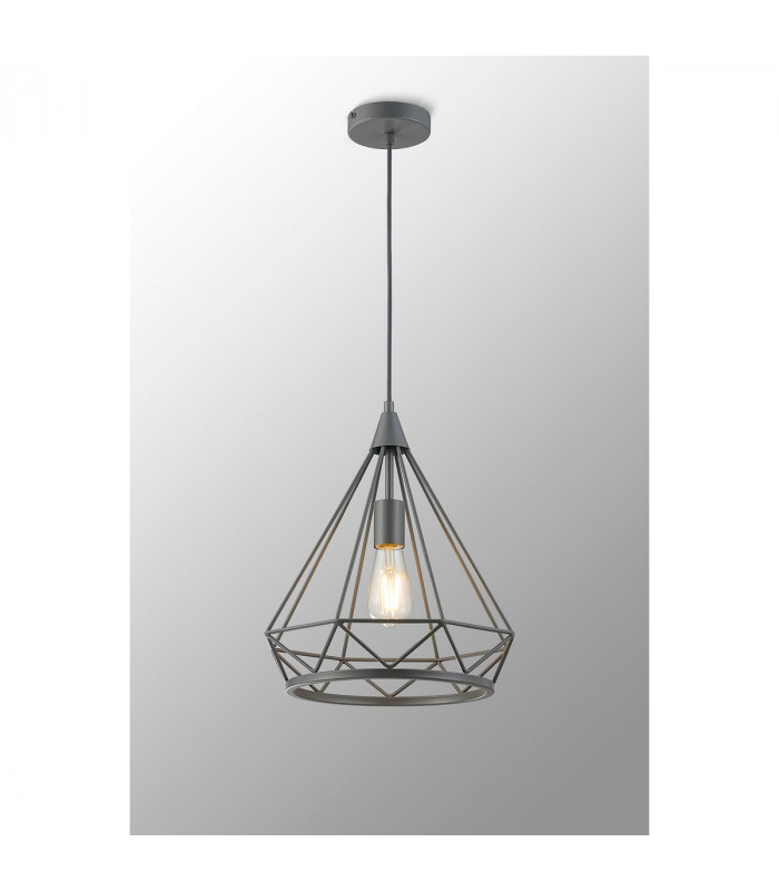 York Large Diamond Ceiling Pendant E27 Matt Grey-3