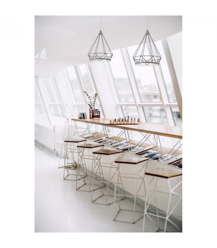 York Large Diamond Ceiling Pendant E27 Matt Grey-4