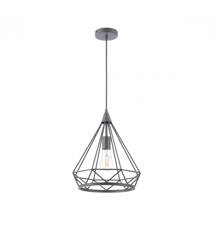 York Large Diamond Ceiling Pendant E27 Matt Grey-6
