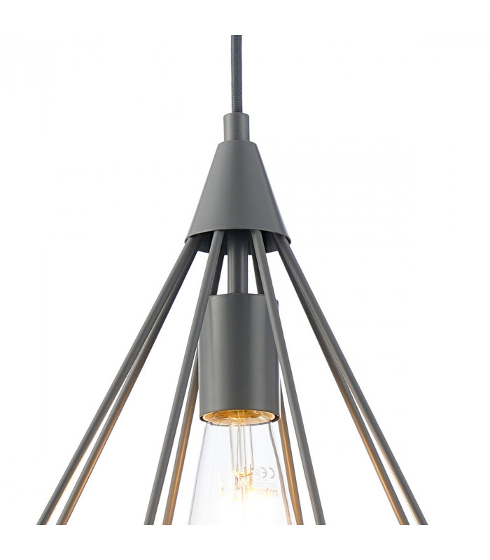 York Large Diamond Ceiling Pendant E27 Matt Grey-8