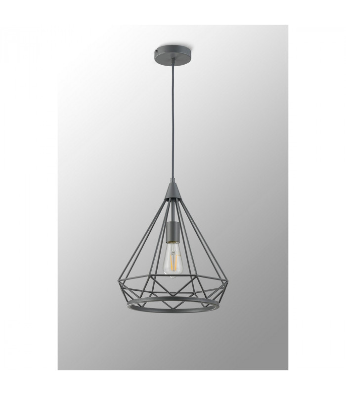 York Large Diamond Ceiling Pendant E27 Matt Grey-10