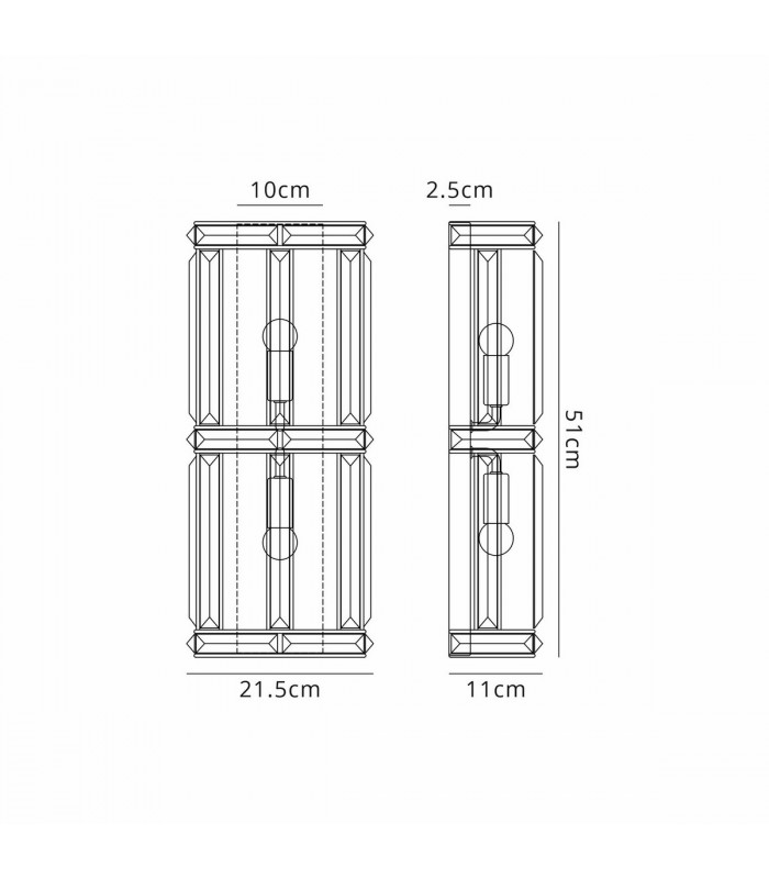 Vestal Rectangular Wall Lamp 2 Light E14 Polished Nickel-2