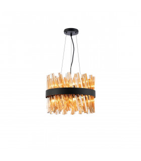 Lysander 10 Light G9 Ceiling Pendant Round Satin Black Amber-1