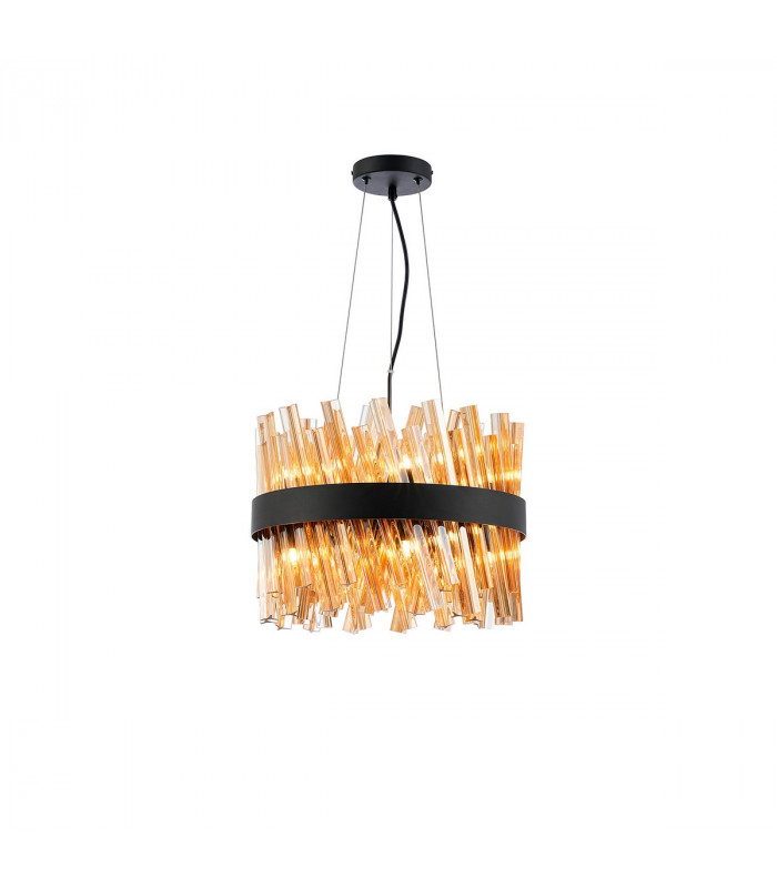 Lysander 10 Light G9 Ceiling Pendant Round Satin Black Amber-1