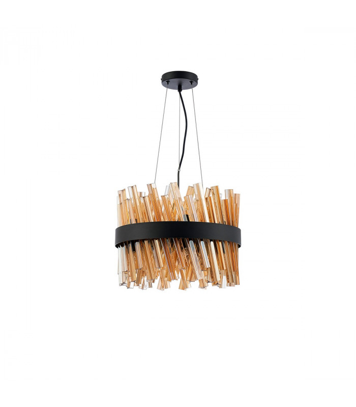 Lysander 10 Light G9 Ceiling Pendant Round Satin Black Amber-4