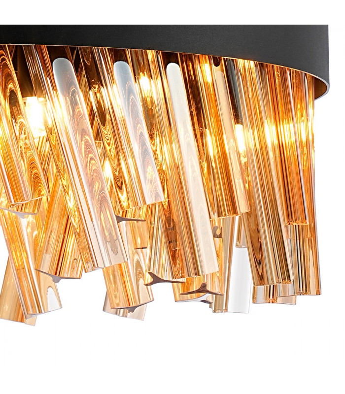 Lysander 10 Light G9 Ceiling Pendant Round Satin Black Amber-9