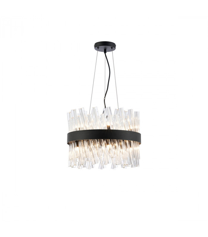 Lysander 10 Light G9 Ceiling Pendant Round Satin Black Clear-1