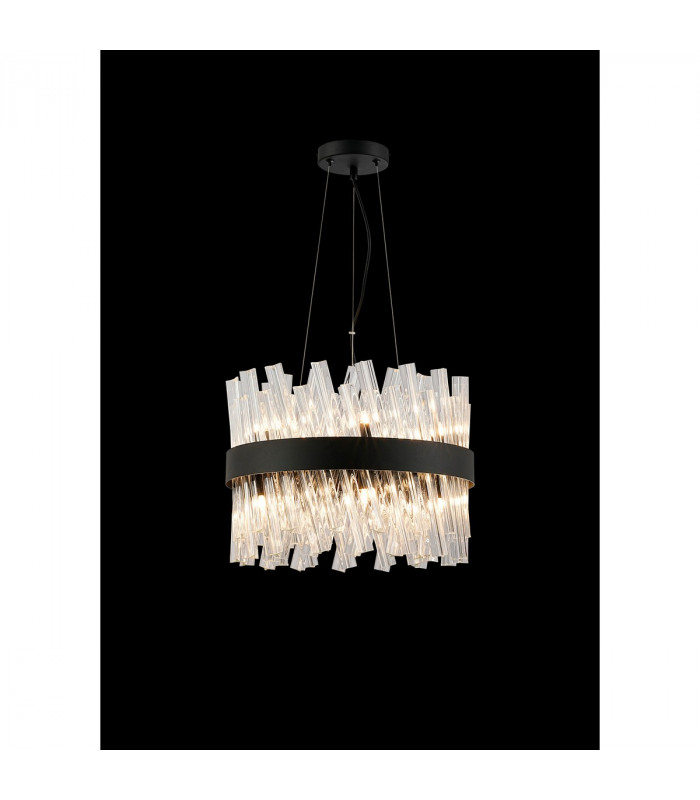 Lysander 10 Light G9 Ceiling Pendant Round Satin Black Clear-3