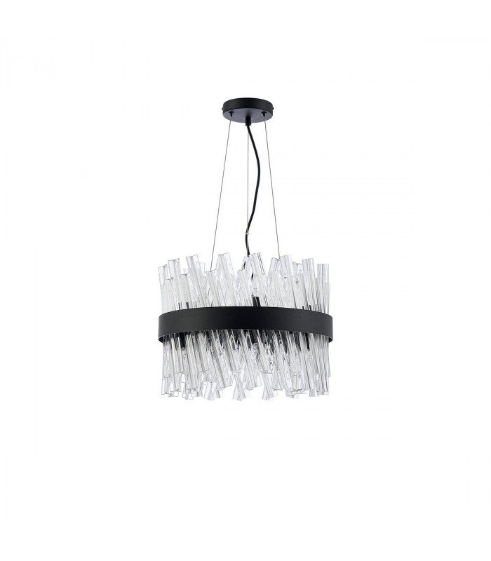 Lysander 10 Light G9 Ceiling Pendant Round Satin Black Clear-4
