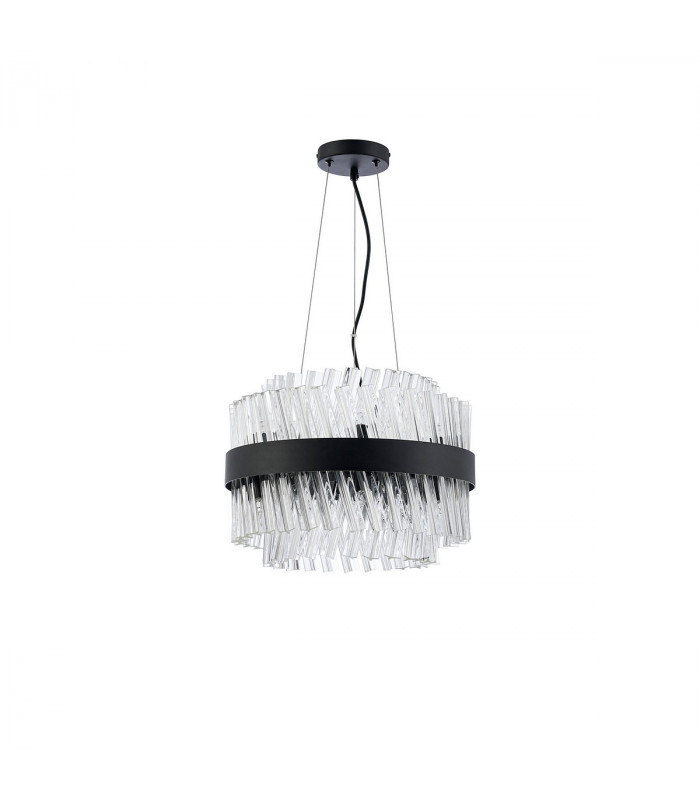 Lysander 10 Light G9 Ceiling Pendant Round Satin Black Clear-6
