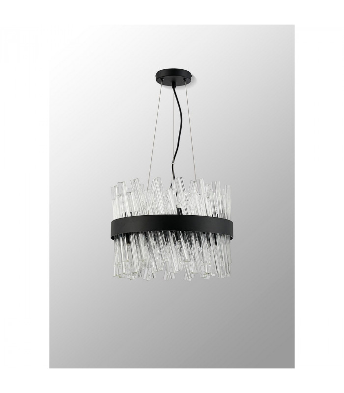 Lysander 10 Light G9 Ceiling Pendant Round Satin Black Clear-10