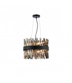 Lysander 10 Light G9 Ceiling Pendant Round Satin Black Smoke-1