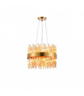 Lysander 10 Light G9 Ceiling Pendant Round Brass Amber-1