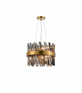 Lysander 10 Light G9 Ceiling Pendant Round Brass Smoke-1