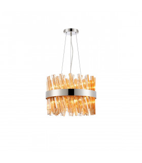 Lysander 10 Light G9 Ceiling Pendant Round Polished Nickel Amber-1