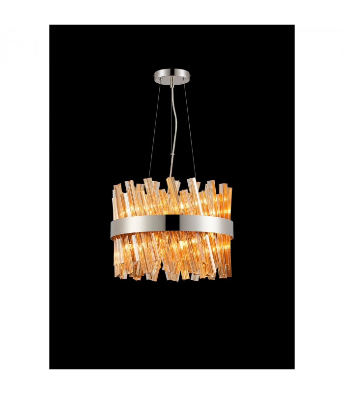 Lysander 10 Light G9 Ceiling Pendant Round Polished Nickel Amber-3