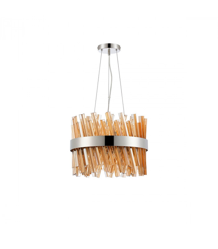 Lysander 10 Light G9 Ceiling Pendant Round Polished Nickel Amber-4