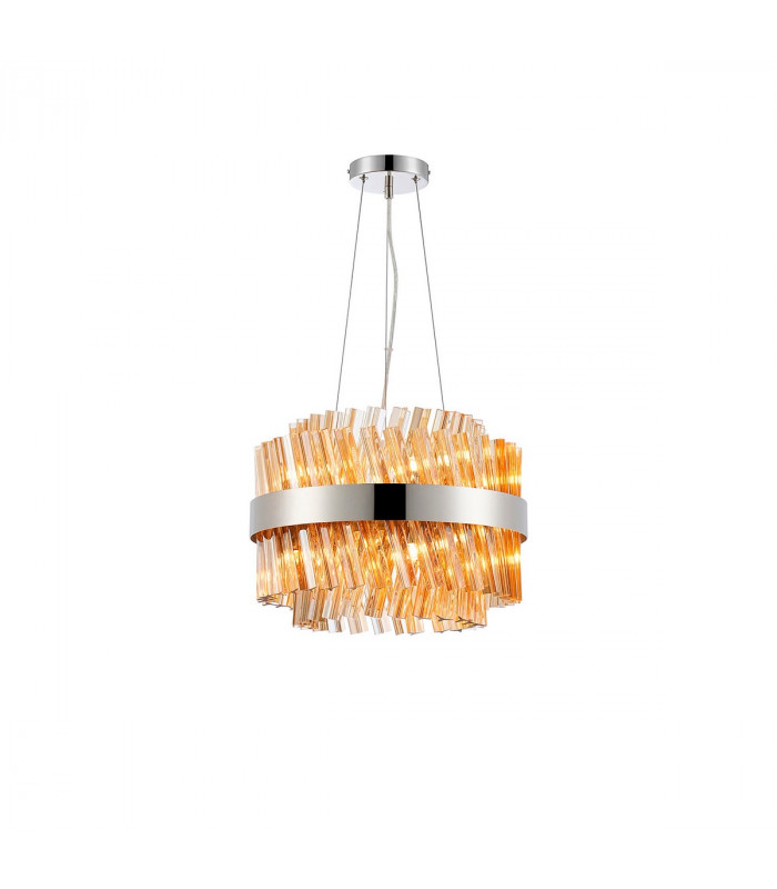 Lysander 10 Light G9 Ceiling Pendant Round Polished Nickel Amber-5