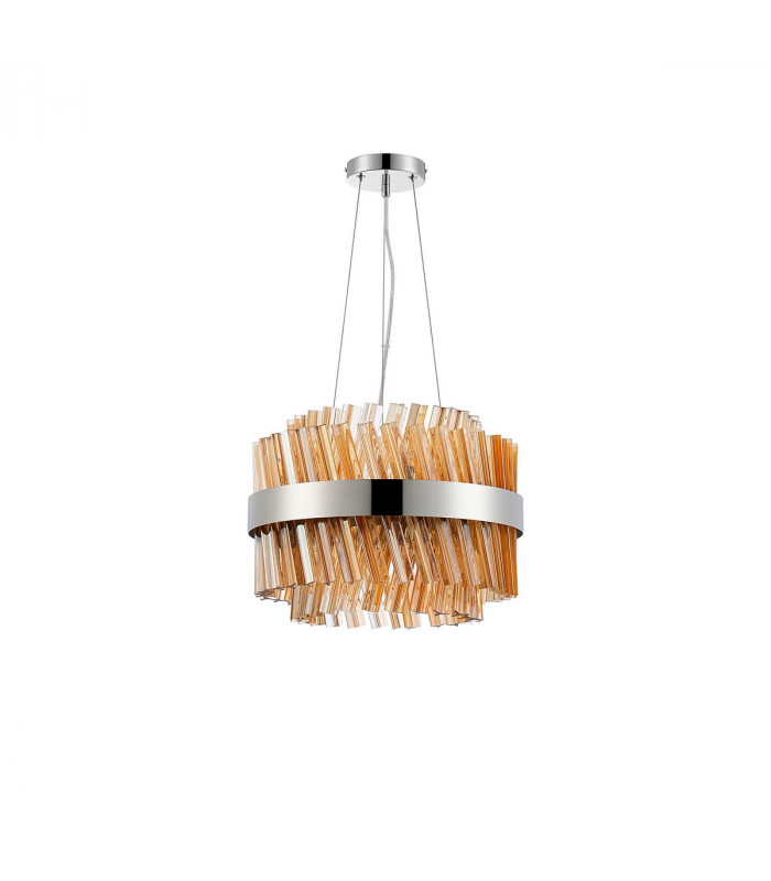 Lysander 10 Light G9 Ceiling Pendant Round Polished Nickel Amber-6