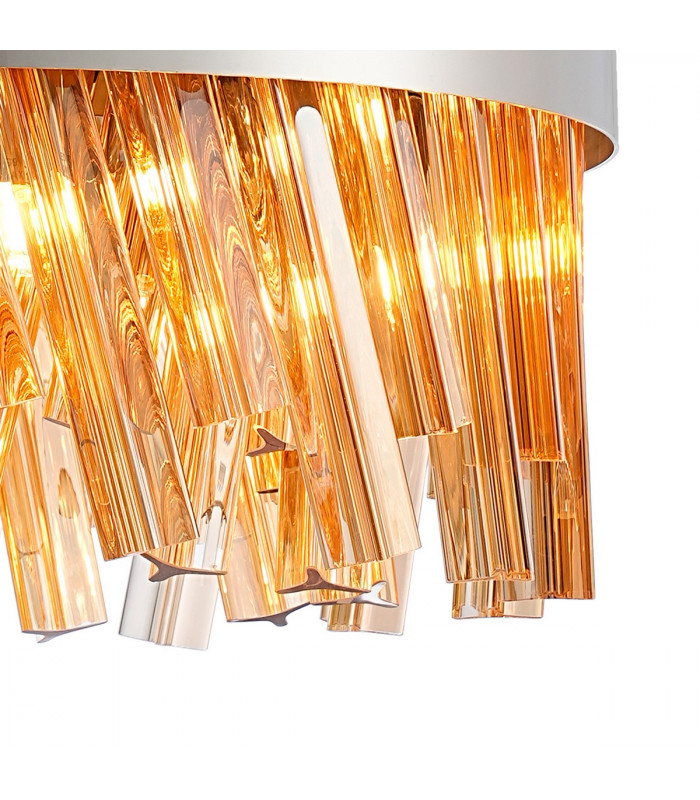 Lysander 10 Light G9 Ceiling Pendant Round Polished Nickel Amber-9