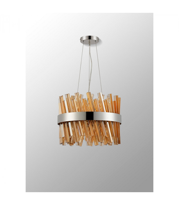 Lysander 10 Light G9 Ceiling Pendant Round Polished Nickel Amber-10