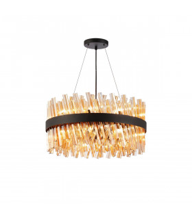 Lysander 18 Light G9 Ceiling Pendant Round Satin Black Amber Item Weight: 16.81kg-1