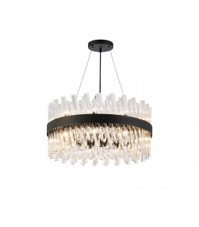 Lysander 18 Light G9 Ceiling Pendant Round Satin Black Clear Item Weight: 16.81kg-1